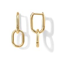 PAVOI 14K Gold Plated Convertible Link Huggie Earrings for Women | Paperclip Link Statement Drop Dangle Earrings