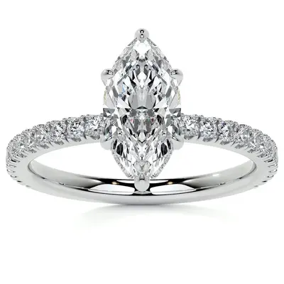 10K White Gold Marquise Cut Moissanite Engagement Ring