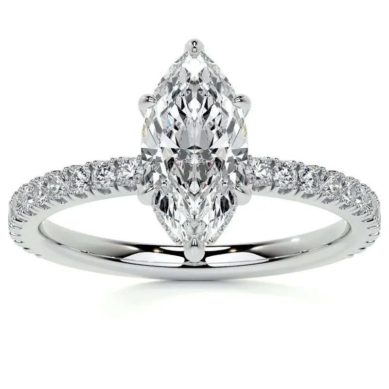 10K White Gold Marquise Cut Moissanite Engagement Ring
