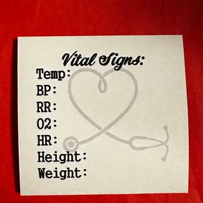 Vital Signs Sticky Notes for Nurses w/ height and weight!  - 50 Sheets, 3x3 Size