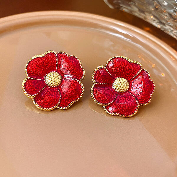 Alloy Enamel Stud Earrings
