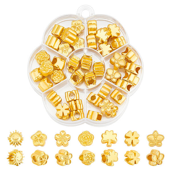 41Pcs 7 Style Alloy European Beads