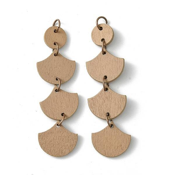 Flat Round & Fan Poplar Wood Big Pendants