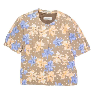 MAYERLINE Womens Printed Top Brown Viscose Floral L