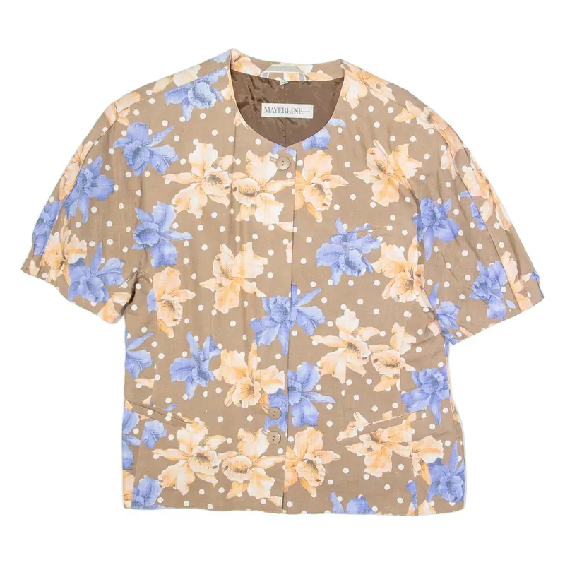 MAYERLINE Womens Printed Top Brown Viscose Floral L