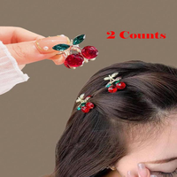 Cherry Rhinestone Claw Clips 2pc Set - Mini Simple Hair Accessories Set