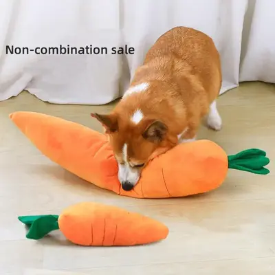 Cute Carrot Design Pet Plush Toy, Durable Chewable Stuffed Animal Plushie for Cats Kittens Dogs, Christmas Gift