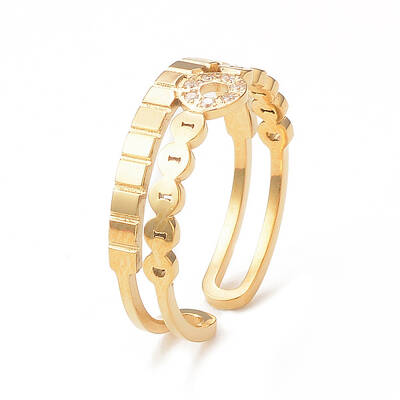 Crystal Rhinestone Donut Open Cuff Ring