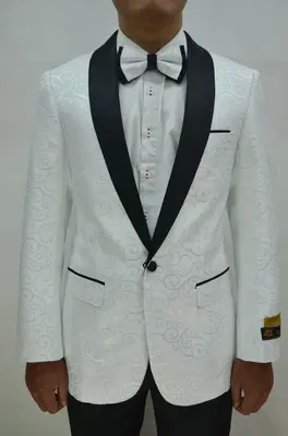 Paisley-300 White/Black - Mens Wholesale Blazers