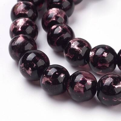 Handmade Silver Foil Lampwork Beads Strands