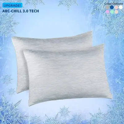 Elegear 2Pcs Cooling Pillow Cases for Autumn Hot Sleepers Q-Max 0.5 Breathable Soft Pillowcase for Relaxation Soothing Silky ...