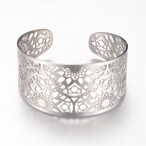 Tarnish Resistant 304 Stainless Steel Filigree Cuff Bangles