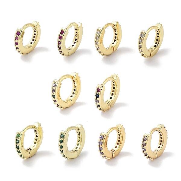 Brass Pave Cubic Zirconia Hoop Earrings for Women