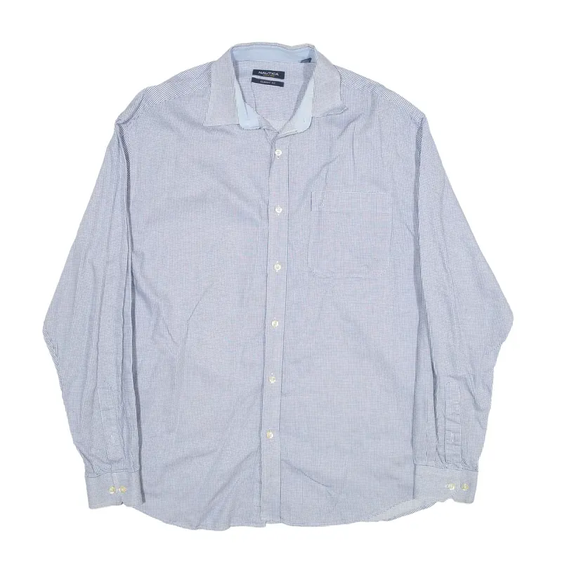 NAUTICA Shirt Blue Check Long Sleeve Mens XL