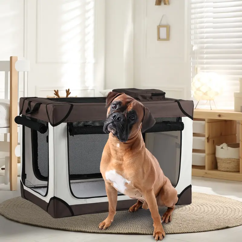 Yitahome Collapsible Dog Crate, 42 Inch Portable Travel Dog Crate, 4-Door Folding Soft Dog Kennel with Breathable Mesh Window...