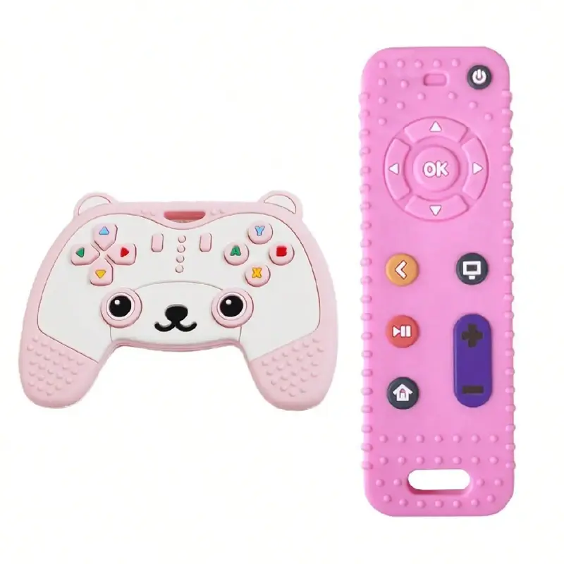 Silicone Teething Toys (2 Counts/set), Simulation Television Remote Control Baby Teether Toy, Game Console Control Teether To...