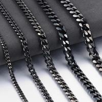 3mm/5mm Mens Black Cuban Chain Necklace Stainless Steel Link Chain 18\