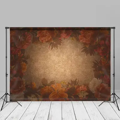 Retro Red Gradient Overlay Floral Fine Art Backdrop - Aperturee