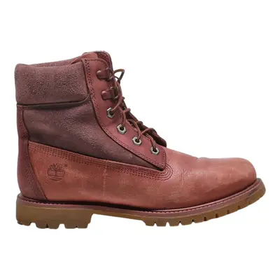 TIMBERLAND Lace-Up Boots Maroon Leather Womens UK 7