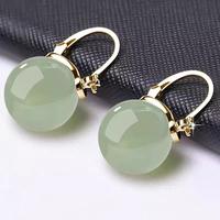 Earrings temperament Personalized jade earrings Earrings anti-allergy buckle Faux Pearl