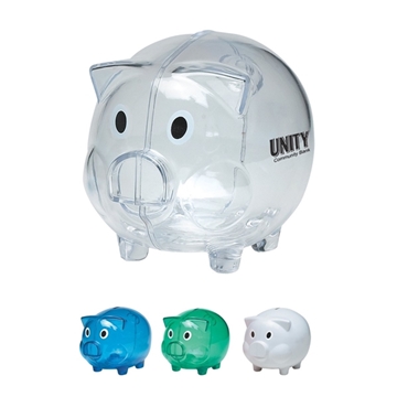 100 Custom Plastic Piggy Bank - Removable Bottom
