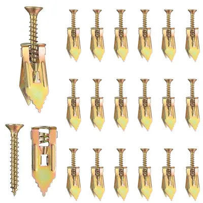 80 PCS Self Drilling Drywall Anchors with Screws Kit, Zinc Plated Steel Hollow Wall Anchors and Screws Heavy Duty, No Drill o...