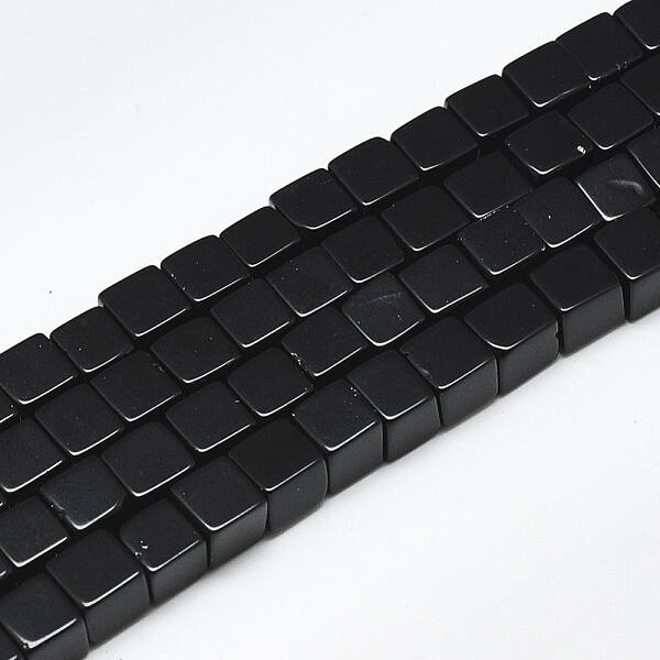 Natural Black Stone Beads Strands
