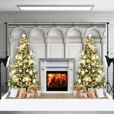 Aperturee Magnificent Wall Tree Fireplace Christmas Backdrop