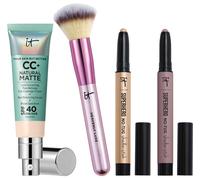 IT Cosmetics CC+ Cream Natural Matte SPF40 4-Piece Collection Brush Foundation Makeup