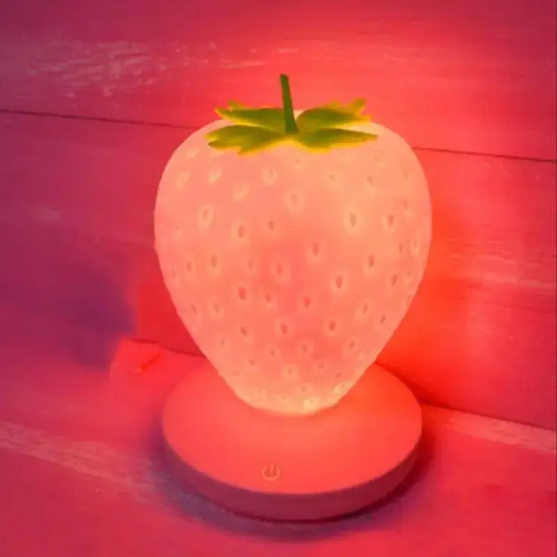 Strawberry Shaped Night Light, USB Rechargeable LED Table Lamp, Atmosphere Night Light For Bedroom Nursery Bedside Living Roo...