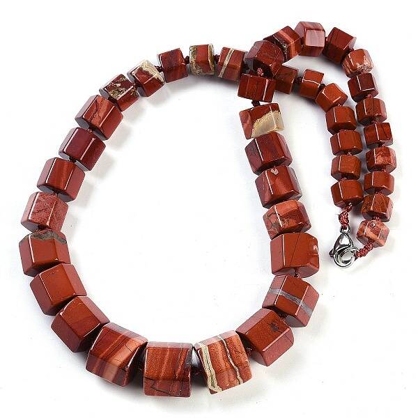 Natural Red Jasper Hexagon Prism Graduated Beaded Necklaces for Women Men