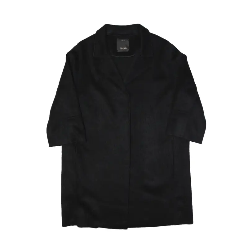 PINKO 3/4 Sleeve Overcoat Coat Black Viscose Womens UK 8