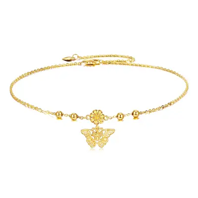 9K Gold Butterfly Single Layer Anklet