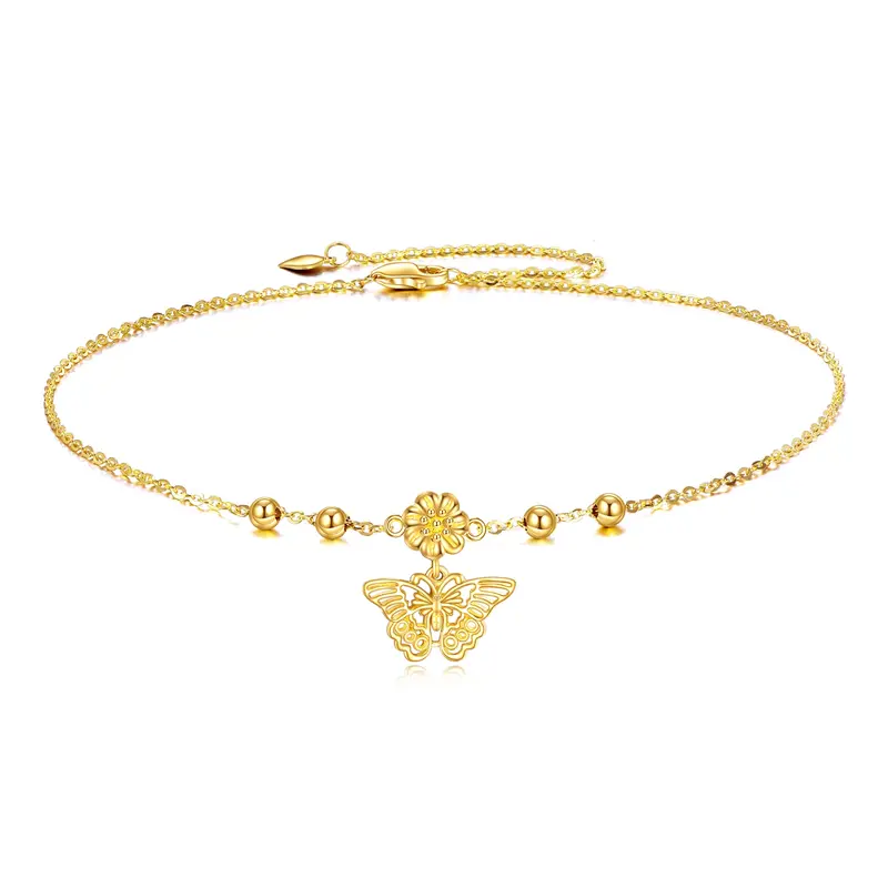 9K Gold Butterfly Single Layer Anklet