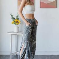 Leopard Camo Slit Pants - Women's Bottom, Casual Style, Versatile Design, Suitable for Everyday Wear - Womenswear