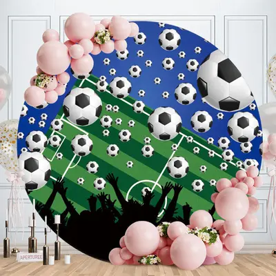 Aperturee Football Match Circle Happy Birthday Backdrop