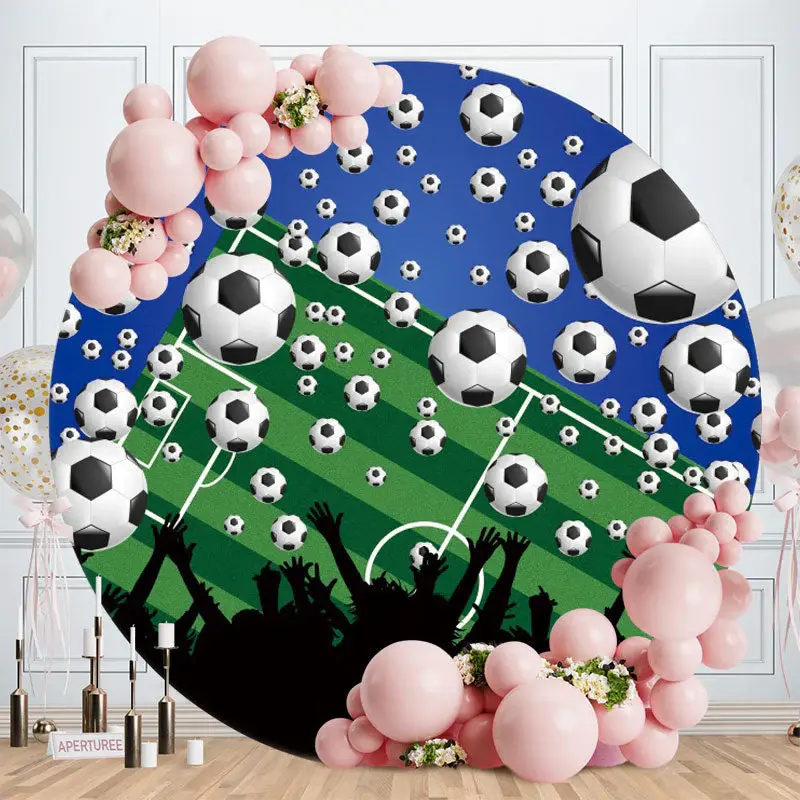 Aperturee Football Match Circle Happy Birthday Backdrop