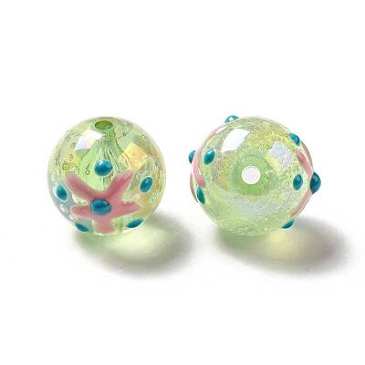 AB Color Transparent Crackle Acrylic Round Beads