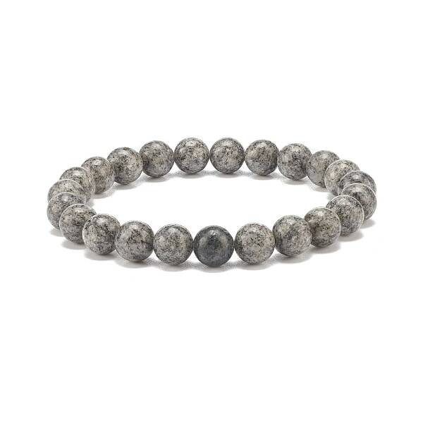 Natural Sesame Jasper/Kiwi Jasper Round Beaded Stretch Bracelet