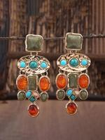 Vintage Boho Style Turquoise Decor Dangle Earrings, Fashion Jewelry for Party, Daily Clothing Decor, Trendy All-match & Exqui...