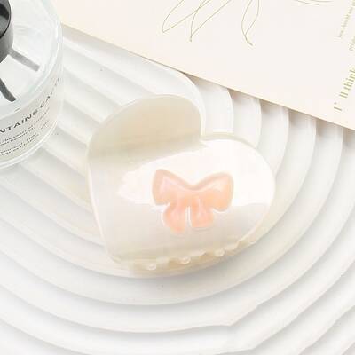 Heart with Bowknot Cellulose Acetate(Resin) Claw Hair Clips