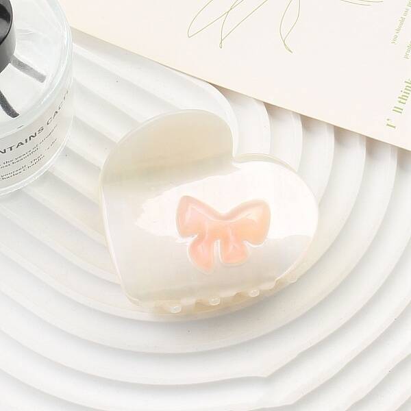 Heart with Bowknot Cellulose Acetate(Resin) Claw Hair Clips