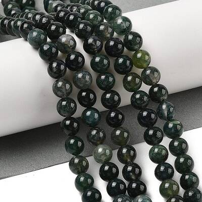 Natural Moss Agate Beads Strands