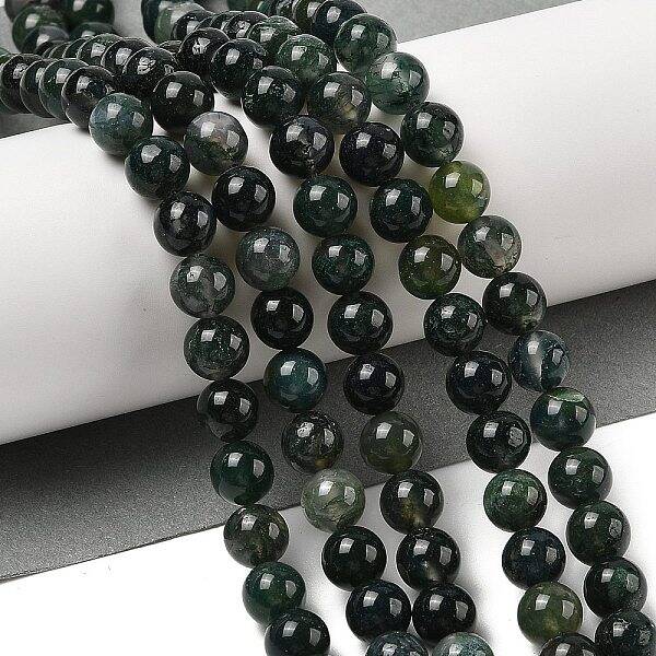Natural Moss Agate Beads Strands