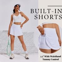 PINSPARK Tennis Skirt Womens Pleated Skort Lightweight Mini Active Skirts Golf Appeal with Pocket,Coral Large springtok Outdo...