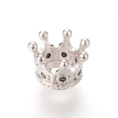 Brass Micro Pave Cubic Zirconia Beads