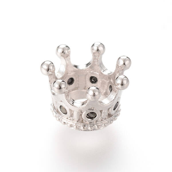 Brass Micro Pave Cubic Zirconia Beads