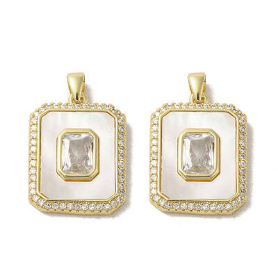 Brass Micro Pave Clear Cubic Zirconia Pendants