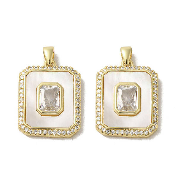 Brass Micro Pave Clear Cubic Zirconia Pendants