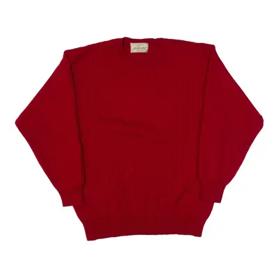 SUSPENSE Jumper Red 80s Cable Knit Mens S